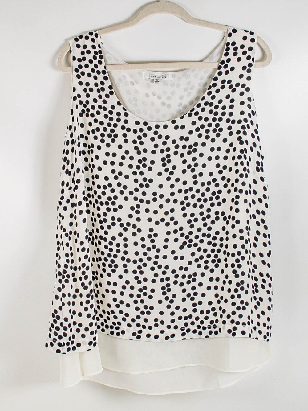 Rose & Olive 1X Black & White Polka Dot Sleeveless Layered Chiffon Blouse